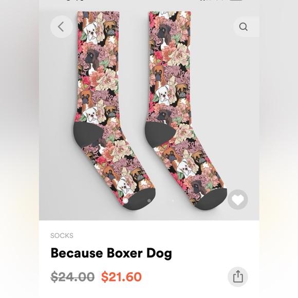 "Because Boxer Dog" Society6 Artist Socks NWT - Picture 2 of 9